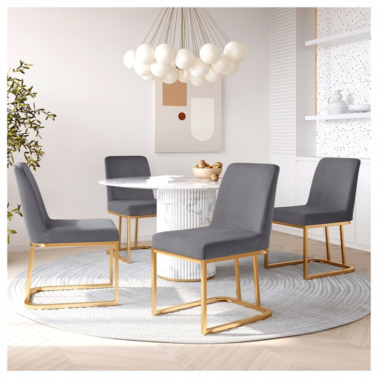 Lucky Star Velvet Side Chair in Gray Wayfair